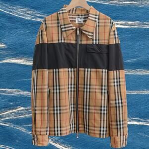 Burberry Men's Zip Up Shirt in Brown